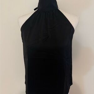 Loft Chic Black Halter Top with bow at back of neck XS NEW NWT edgy elegant